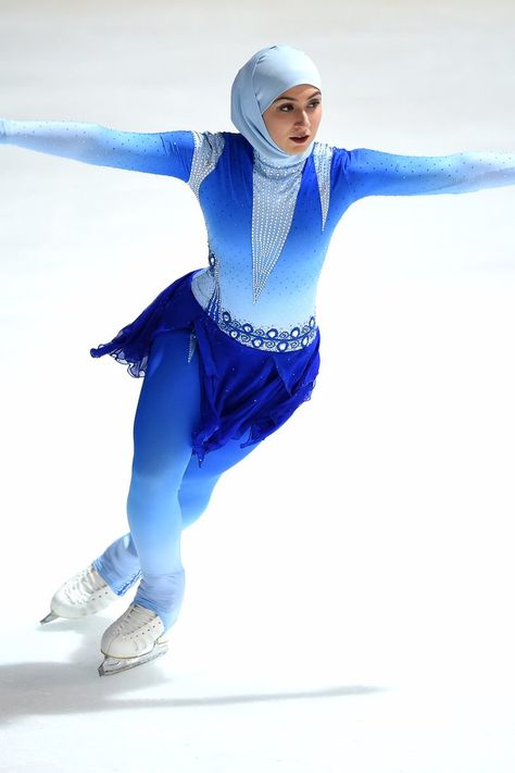 Meet the First Female Figure Skater to Compete Internationally Wearing a Headscarf Figure Skater Outfit, Female Figure Skater, Sport Vocabulary, Figure Skater Aesthetic, Sports Hijab, Swimwear 2024, Figure Skating Outfits, Sports Outfits, Ice Girls