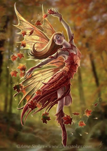 Thanksgiving-Dancing Fall Leaf Fairy Anne Stokes Art, Creature Fantasy, Anne Stokes, Autumn Fairy, Elves And Fairies, Fairy Dragon, Fairy Pictures, Love Fairy, Fairies Elves