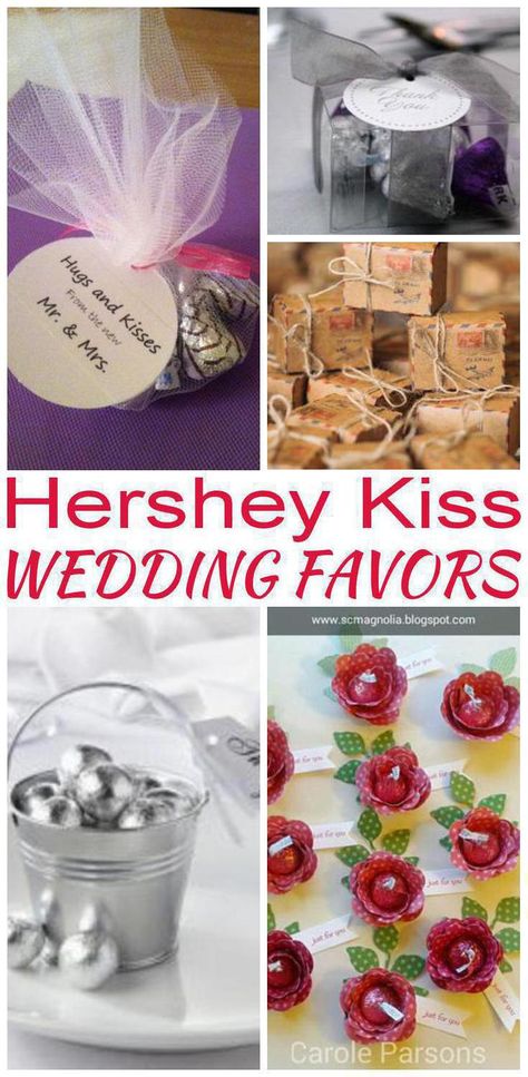 Wedding Favors! The best Hershey Kiss candy wedding favor ideas! Choose from goodie bag ideas to mason jar ideas to treat bags and more. Brides and grooms will love to give any of the Hershey Kiss wedding favors for their guest to take home as a little gift. Find amazing and unique Hershey Kisses wedding favors now! Wedding Favors Hershey Kisses, Kisses Wedding Favors, Wedding Hershey Kisses, Hershey Kisses Favors, Homemade Wedding Favors, Vintage Wedding Favors, Creative Wedding Favors, Inexpensive Wedding Favors, Wedding Favor Ideas