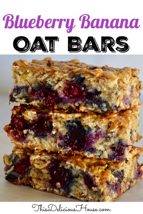 Use Up Ripe Bananas, Banana Oat Bars, Blueberry Breakfast Bars, Blueberry Oat Bars, Banana Oatmeal Bars, Ripe Banana Recipe, Lunch Saludable, Blueberry Oat, Baked Oatmeal Recipes