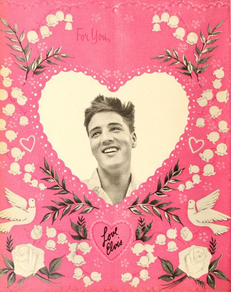 Valentine_from_Elvis_-_Modern_Screen,_Feb._1960 Elvis Valentine, Pink Wedding Sign, Weird Valentines, Vintage Valentines Decorations, Valentines Illustration, Valentine Party, Love Girlfriend, Vintage Valentine Cards, Paper Style