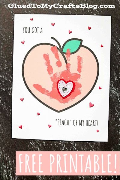 Handprint Peach of My Heart Keepsake - Kid Craft - Glued To My Crafts Keepsake Crafts, Valentine's Day Crafts For Kids, Peach Art, Handprint Craft, Kid Craft, Daycare Crafts, Easy Craft Projects, Heart Crafts, Crafts For Kids To Make