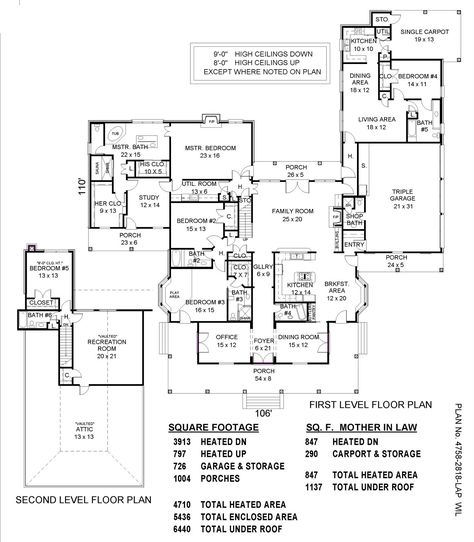 house plans with mother in law suites | Sullivan Home Plans: June 2010 Plane Ideas, Mother In Law Suite, Multigenerational House Plans, Multigenerational House, Two Master Suites, In-law Apartment, Basement House Plans, House Plans One Story, Screen Porch