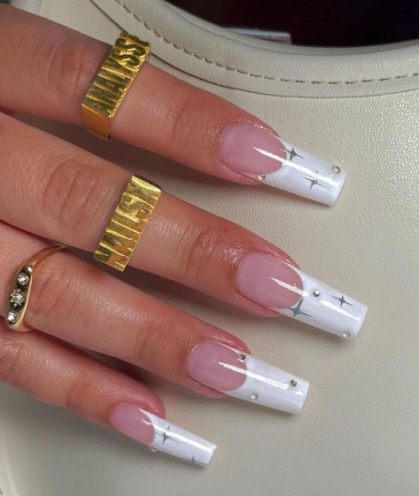 French Nails White, Nails White French, Nail Art Tattoo, Press On Nails French, White French Nails, Nails Luxury, French Tip Acrylic Nails, Nails White, Nails French