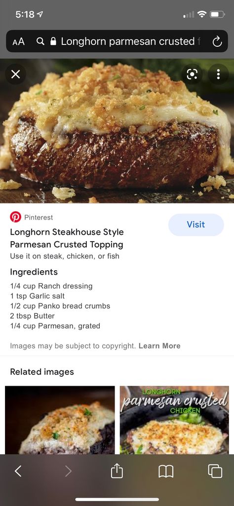 Parmesan Crusted Steak Recipe, Copycat Longhorn Parmesan Crusted Steak, Longhorn Parmesan Crust, Long Horn Steak House Recipes, Longhorn Parmesan Crusted Steak, Longhorn Recipes, Crusted Steak Recipe, Parmesan Crusted Steak, Longhorn Steakhouse Recipes