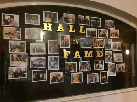 Hall Of Fame Bulletin Board, Hall Of Fame Decorations, Employee Wall Of Fame, Hall Of Fame Party Ideas, Hall Of Fame Wall Design, Wall Of Fame Ideas Offices, Wall Of Fame Design, Employee Photo Wall, Wall Of Fame Ideas