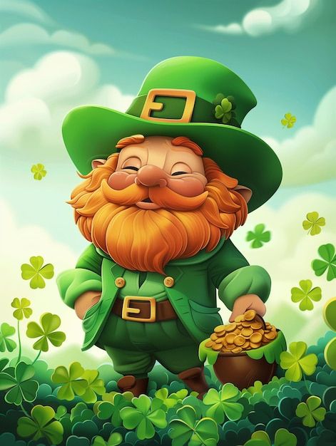 Leprechaun Wallpaper, Cute Leprechaun, Leprechaun Rainbow, St Patricks Day Cartoon Images, Leprechaun Gold, Green Hats, Pot Of Gold, St Patrick, St Patricks Day