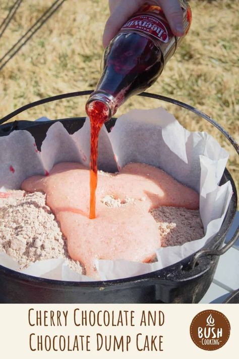 Cherry Cola Dump Cake, Dutch Oven Cherry Dump Cake, Dutch Oven Dump Cake, Cheerwine Cake, Chocolate Cherry Dump Cake, Dump Cake Recipes Chocolate, Dutch Oven Desserts, Chocolate Dump, Strawberry Dump Cake