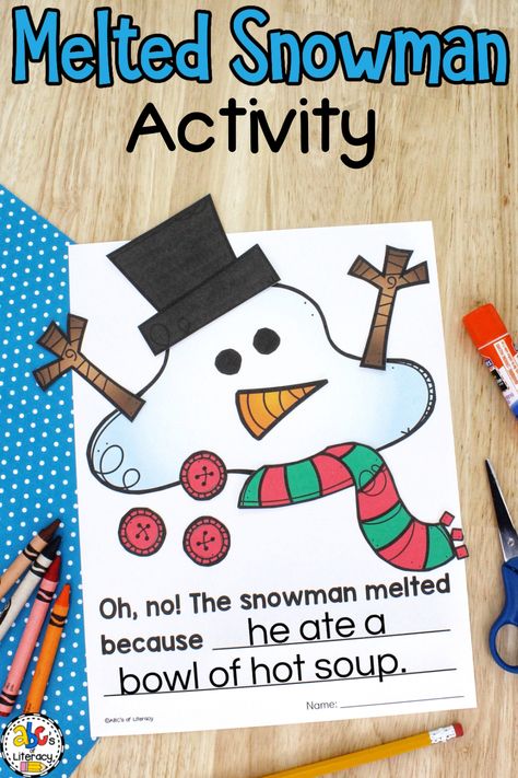 Melted Snowman Craft, Snowman Writing Activities, Winter Writing Activities, Sneezy The Snowman, January Kindergarten, Snowman Writing, Winter Classroom Activities, January Classroom, Snowmen Activities