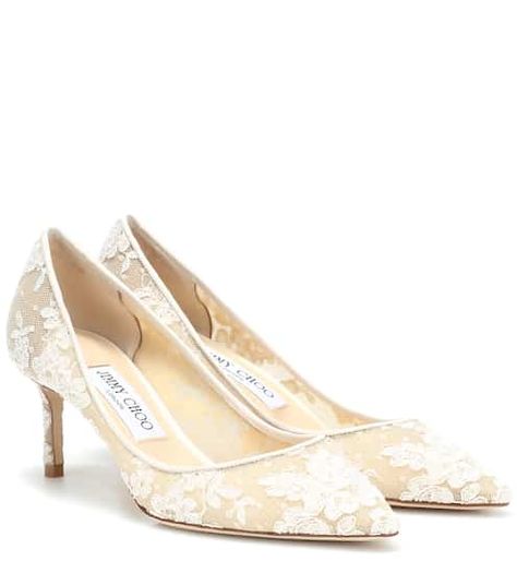 Romy 60 lace pumps | Jimmy Choo Jimmy Choo Romy, Lace Pumps, White High Heels, Glitter Pumps, Jimmy Choo Heels, Lace Heels, Designer Pumps, Suede Block Heels, White Pumps