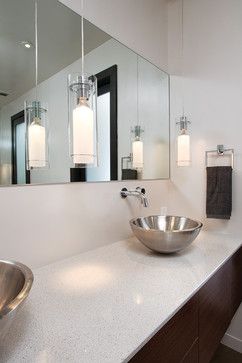 Modern Glam - modern - bathroom - atlanta - Burns Century Interior Design Bathroom Lamp Ideas, Pendant Lighting Design, Houzz Bathroom, Best Bathroom Lighting, Modern Pendant Lighting, Sleek Bathroom, Bathroom Lamp, Bathroom Wall Panels, Creative Bathroom