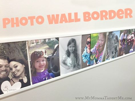 Check out how I made this one of a kind photo wall border in my home! Wall Borders Ideas, Wall Border Ideas, Diy Photo Wall, Photo Border, Border Ideas, Wall Borders, Open Wall, Woman Cave, She Shed