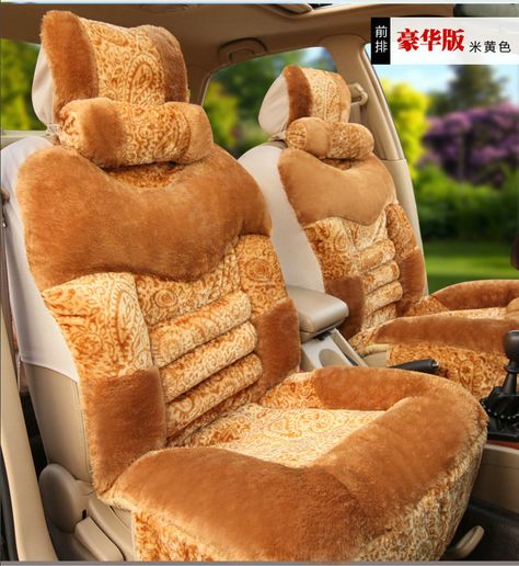 $238.56 Universal Winter Plush Flower Print Car Seat Cover Auto Cushion 8pcs Sets - Yellow Bling Car, Plush Flower, Bling Car Accessories, Yellow Car, Car Seat Cover, Car Ride, Cute Cars, Car Care, Dream Car