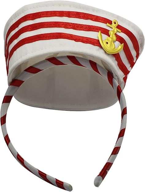 Amazon.com: AVMBC Captain Hat Headband Sailor Hat Headband ​ Dress Up Hats Mini Hat Headbands for Halloween Yacht Cruise Line Theme Party Cosplay Costume Accessory : Toys & Games Sailor Halloween Costumes, Beach Party Accessories, Sailor Halloween, Sailor Party, Line Theme, Mini Hat, Hat Headband, Sailor Hat, Festival Hair