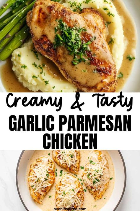 Get the best creamy and tasty garlic parmesan chicken recipe your whole family will enjoy. This chicken recipe will taste great! Creamy Buttery Garlic Parmesan Chicken, Easy Garlic Parmesan Chicken, Low Carb Chicken Breast Recipes, Garlic Chicken Recipes Easy, Creamy Garlic Parmesan Chicken, Parmesan Garlic Chicken, Creamy Garlic Chicken Recipes, Chicken Breast Dishes, Creamy Parmesan Chicken