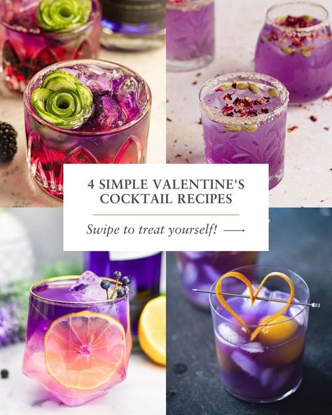 Simple Cocktail Recipes, Gin Smash, Empress 1908 Gin, Blackberry Gin, Valentine Cocktails, Day Cocktails, Simple Cocktail, White Cranberry Juice, Rose Lemonade