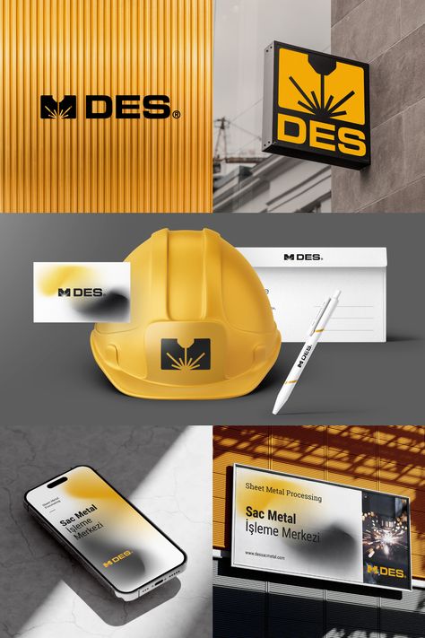 DES® is a newly established sheet metal processing center in Turkey. I strongly combined their corporate structure with specially drawn logo and color palette. Construction Color Palette, Strong Logo, Building Company Branding, Metal Company Logo, Steel Company Logo Design, Finance Company Branding, Industrial Company Logo, Roofing Company Logos, Roofing Logo