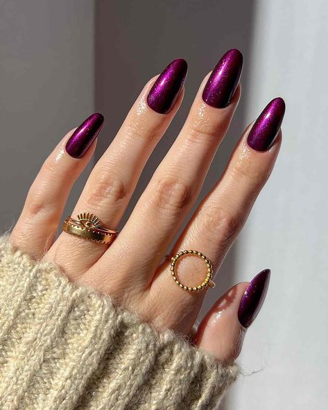 Vampy Nails, Dark Purple Nails, Purple Nail Designs, October Nails, Nagel Tips, Thanksgiving Nails, Nagel Inspo, Cat Kuku, Chrome Nails