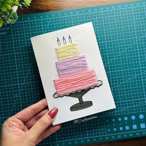 Thread birthday card🫶🏻💕 DM to order! Shipping worldwide🌍 Tag me if you recreate! . . . . . . . #cardmaking #cardidea #birthdaycardideas #artist #instadaily #valentinesday #easycrafts #craftideas #easycard #craft #diycard #diyart #diy #foryoupage #fyp #explore #couplecards #threadcard #threadart . [ Card idea, Easy card idea, Birthday card idea , Thread art ] Easy Bday Cards Diy, Idea Birthday, Bday Cards, Thread Art, Handmade Ideas, Diy Birthday, Simple Cards, Greeting Cards Handmade, Diy Cards