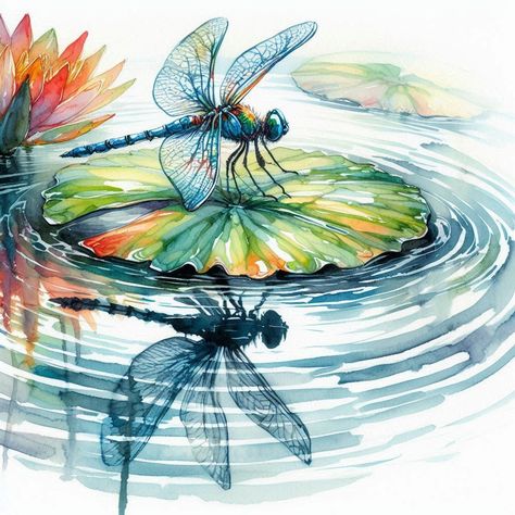 Dragon Fly Drawings, Dragonfly Paintings, Watercolour Dragonfly, Painted Dragonfly, Dragonfly Artwork, Dragonfly Drawing, Fly Drawing, Dragonfly Painting, Watercolor Dragonfly