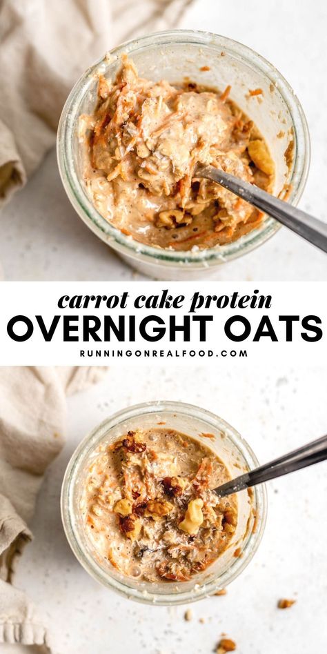 Oat Meals, Oat Carrot Cake, Overnight Protein Oats, Carrot Cake Overnight Oats, Cake Overnight Oats, Vegan Bars, Night Oats, Oats Recipes Breakfast, Oat Breakfast