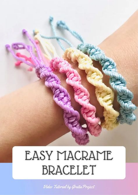 Easy Macrame Bracelet, Easy Macrame, Diy Friendship Bracelet, Crochet Bracelet Pattern, Macrame Bracelet Diy, Braided Bracelet Diy, Yarn Bracelets, Friendship Bracelet Patterns Easy, Macrame Bracelet Patterns