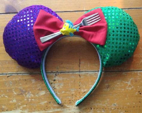 Custom+Little+Mermaid+Mickey+Mouse+Ears+by+BlackHeartBows+on+Etsy,+$30.00 Mermaid Mickey Ears, Ariel Ears, Mermaid Ears, Disney Halloween Cruise, Diy Disney Ears, Diy Mickey Ears, Mermaid Disney, Mouse Ears Headband, Mickey Mouse Ears