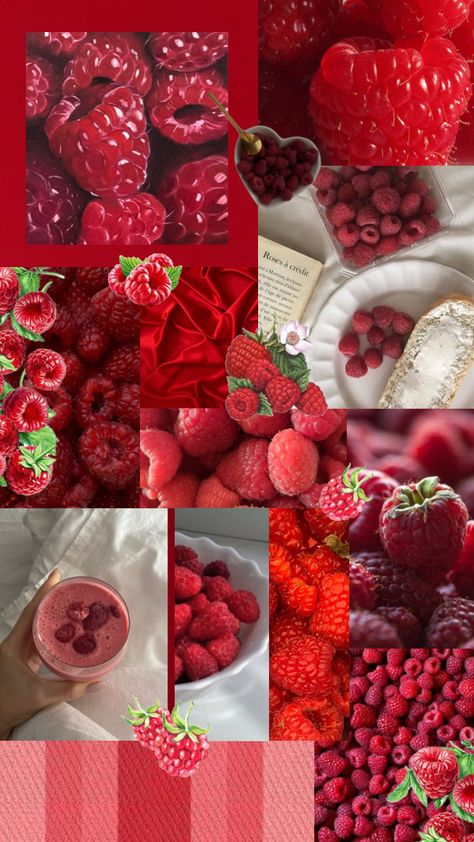 Raspberry Moodboard, Raspberry Aesthetic Wallpaper, Fruit Mood Board, Red Fruit Aesthetic, Raspberry Aesthetic, Raspberry Art, Raspberry Wallpaper, Collages Aesthetic, Lime Green Wallpaper