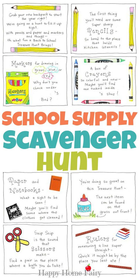 School Supply Scavenger Hunt at Happy Home Fairy! Back To School Highschool, School Scavenger Hunt, Happy Home Fairy, Belly Dancing Classes, Back To School Organization, Back To School Bulletin Boards, School Printables, Back To School Party, School Supply