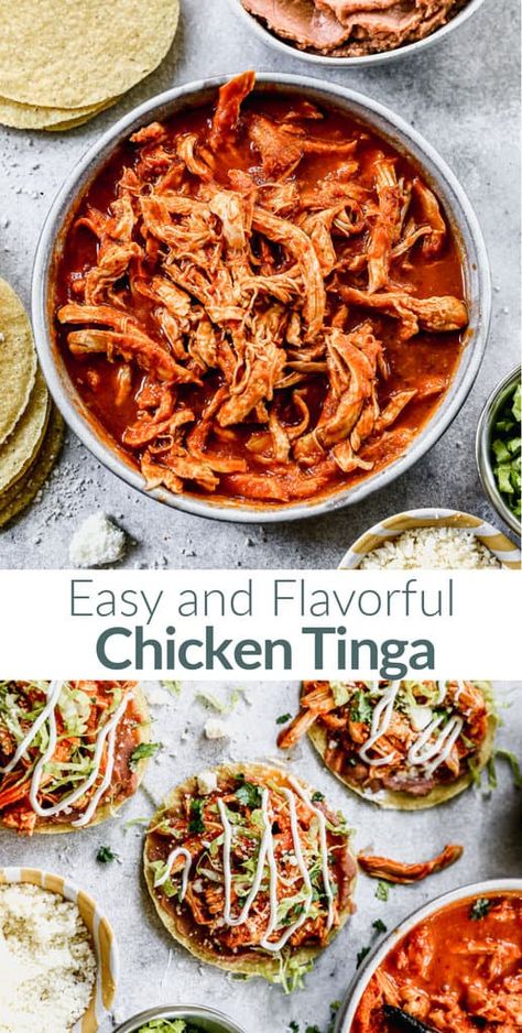 Mexican Tinga Chicken, Best Chicken Tinga Recipe, Crockpot Chicken Tinga Recipe, Mexican Poached Chicken, Chicken Tinga Sauce, Chicken Tinga Recipe Instant Pot, Tinga Tacos Chicken, Chicken Tinga Tacos Crockpot, Slow Cooker Tinga Chicken