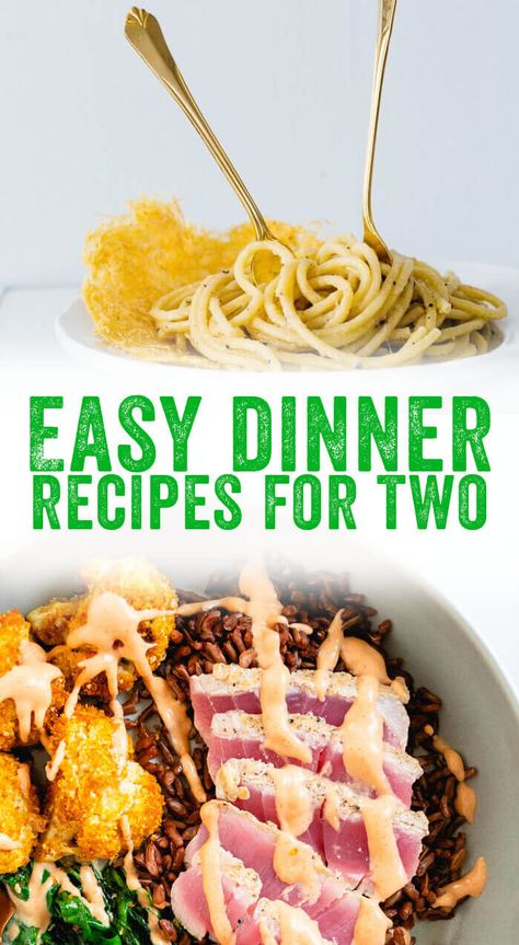 Two Person Healthy Meals, Easy Meals For Two Stovetop, Easy Couple Recipes Dinners, Pasta For 2 Recipes, Recipe For Two People Dinners, 2 Person Recipes, Small Batch Cooking Meals, 2 Person Meals Dinners, 5 Min Dinner Recipes