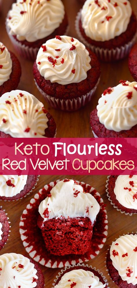 Red Velvet Cupcakes With Almond Flour Low Carb Cupcakes, Red Velvet Cupcakes Recipe, Keto Cupcakes, Chocolate Covered Katie, Cupcakes With Cream Cheese Frosting, Keto Mug Cake, Homemade Nutella, Keto Chocolate Chips, Cream Cheese Frosting Recipe