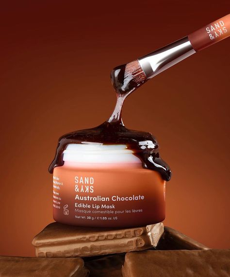 SandAndSkyAUS’s Instagram photo: “It's finally here! You asked and we answered! Meet our New Edible Chocolate Lip Mask 😍 Who says skincare can't be delicious? Introducing a…” Chocolate Skincare Products, Chocolate Facial, Mask Photoshoot, Chocolate Face Mask, Cocoa Drink, Beauty Products Photography, Lip Mask, Body Mist, Facial Masks