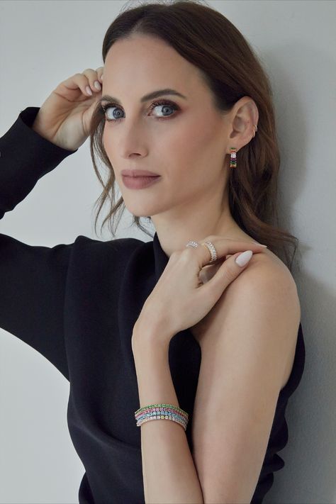 Rosie Fortescue Jewellery Colourful Tennis Bracelets - Our Tennis Bracelets comes in 2 sizes, 3 metals and 8 colours. Tennis Bracelet Stack, Rosie Fortescue, Tennis Bracelet, Bracelet Stack, Makeup Inspiration, Photography Poses, Gold Jewelry, Silver Jewelry, Tennis