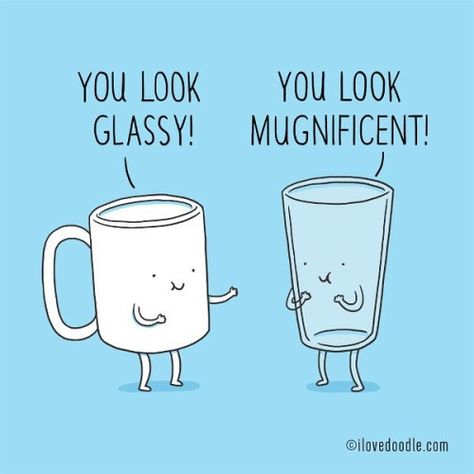 You look mugnificent! Cute Glass Puns Cheesy Puns, Punny Puns, Punny Cards, Rock Designs, Daily Doodle, Funny Ideas, Love Puns, Meme Comics, Love Doodles