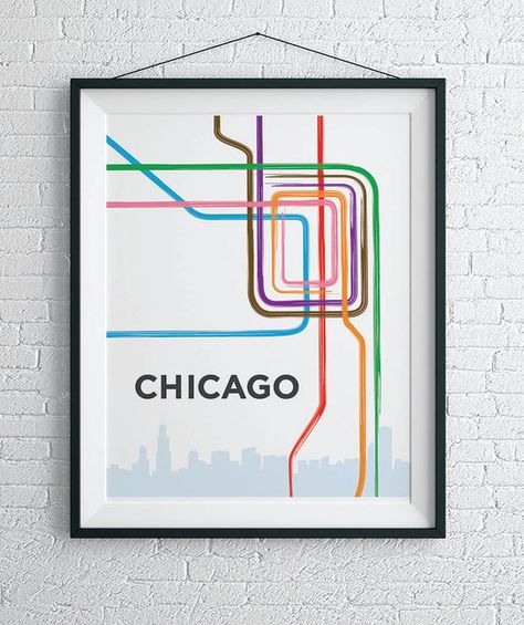 Chicago L Train, Chicago Train, Train Map, Chicago Loop, Chicago L, Chicago Wall Art, Chicago Poster, Chicago Map, Lion King Art