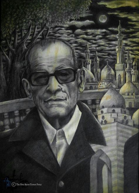 Naguib Mahfouz Naguib Mahfouz, Film Inspiration, Black Shadow, International Day, Art Works, Pop Art, Male Sketch, Writing, Film