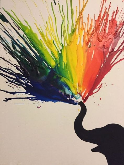 black-elephant-melting-crayons-drawing-easy-drawings-step-by-step-white-background Crayon Art Diy, Crayon Crafts, Crayon Art Melted, Crayon Art, Melting Crayons, Draw On Photos, An Elephant, Art Plastique, A Rainbow