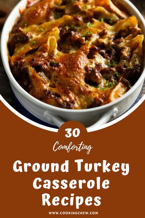 These 30 delicious ground turkey casserole recipes can feed a hungry crowd, all suitable for Turkey day or dinner any night of the week! Ground Turkey Casserole Recipes, Turkey Dressing Casserole, Ground Turkey Slow Cooker, Freezable Casseroles, Turkey Casserole Recipes, Turkey Stuffing Casserole, Crockpot Ground Turkey, Meat Casserole Recipes, Ground Turkey Casserole