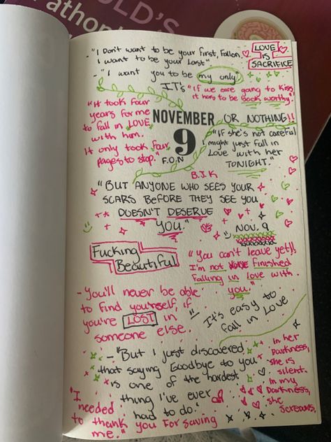 It Ends With Us Book Review Journal, November 9 Book Annotations, It Ends With Us Quotes Pages, Book Annotation Aesthetic Romance, Cute Book Annotation Aesthetic, Night Snaps, Tiny Journal, Memory Book Gift, Book Annotation Tips