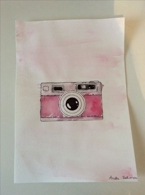 Watercolor camera Camera Painting Easy, Camera Watercolor Painting, Simple Watercolors, Watercolor Camera, Camera Painting, Watercolor Painting Easy, Diy Watercolor Cards, Simple Camera, Diy Photo Book