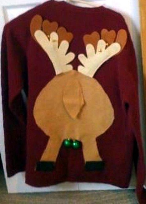 Diy Ugly Sweater Ideas, Christmas Sweaters Diy, Diy Ugly Sweater, Ugly Sweater Ideas, Homemade Ugly Christmas Sweater, Ugly Christmas Sweater Diy Funny, Ugly Christmas Sweater Outfit, Diy Christmas Shirts, Diy Christmas Sweater