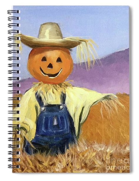 Scarecrow in Field Spiral Notebook by Rae Raisbeck | Cute easy drawings, Sell my art, Easy drawings Pumpkin Scarecrow, Fall Canvas Painting, Fall Drawings, Sell My Art, Art Prompts, Art Kits, Halloween Paper, Mermaid Art, Autumn Art