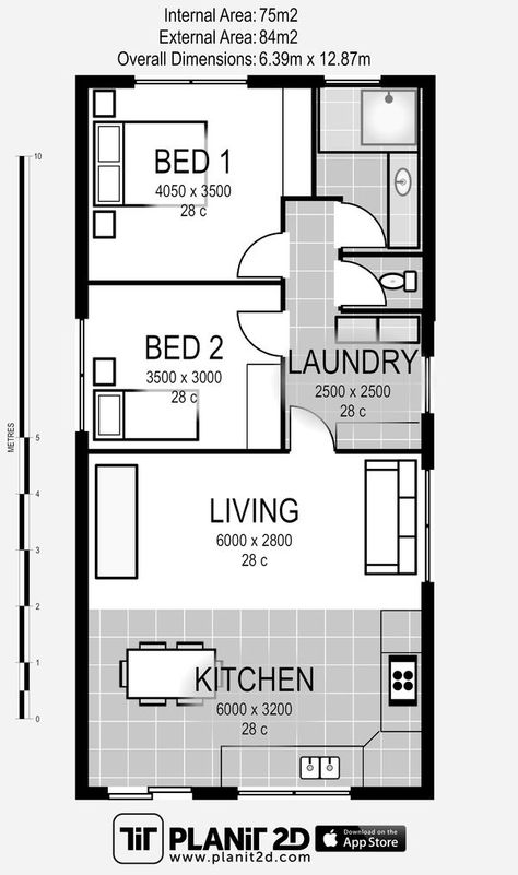 Annexe Ideas Layout 2 Bed, Cupboard Laundry, Granny Flat Plans, Mother In Law Apartment, House Floorplan, Flat Plan, Granny Pods, In Law House, Separate Room