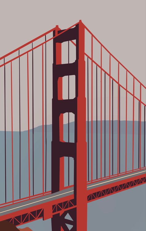 Golden Gate Bridge Painting, Decent Wallpapers, Bridge Painting, Graphic Design Infographic, Samsung Galaxy Wallpaper, Trending Pins, Simple Graphic, Amazing Art Painting, Illustrations And Posters