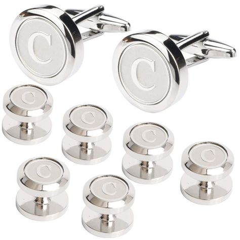 PRICES MAY VARY. The set includes 2 cufflinks and 6 Button Studs,Colour：Silver，LETTER: C MEASUREMENTS: Cufflinks 18 x 18mm. Button Studs 11 x 11mm COMPLEMENTS ANY SHIRT – From standard dress shirts to tuxedo fits, Premium Quality Personalized Alphabet Cufflinks and studs, packed nice gift box. High Polished Brass and Metal Electroplating Craft, durable and healthy,longer lasting for daily wear. High-polish finished surface, glossy and super smooth,comfortable to wear.Safe and Healthy PERFECT GIF Best Mens Gifts, Chrome Hearts Ring, Formal Business Attire, Mens Cufflinks, Button Studs, Wedding Initials, Perfect Gif, Standard Dress, Vintage Cufflinks