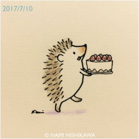 Hedgehog Drawing, Would You, Hedgehog Birthday, Cake Illustration, 동화 삽화, Birthday Card Drawing, Birthday Illustration, A Hedgehog, Hedgehog Art