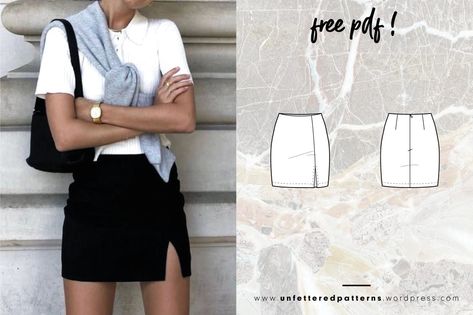 Easy – Unfettered Patterns Free Denim Skirt Pattern, Free Mini Skirt Pattern, Mini Skirt Pattern Free, Skirt Pattern Free Sewing, Leather Skirt Pattern, Unfettered Patterns, Diy Mini Skirt, Skirt Sewing Pattern Free, Mini Skirt Sewing Pattern