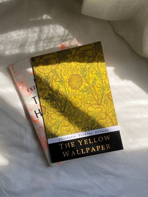 Classic Literature | Charlotte Perkins Gilman's "The Yellow Wall-Paper" is a seminal piece of feminist literature that delves into the psychological and societal constrain... | Facebook Books Yellow Aesthetic, The Yellow Wallpaper Book, Books Reccomendations, Yellow Wallpaper Book, Yellow Wallpaper Charlotte Perkins Gilman, Literature Academia, The Yellow Wallpaper, Bookstore Aesthetic, Feminist Literature