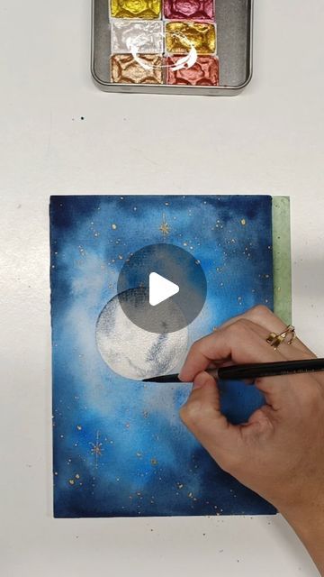 Watercolor tutorials and affordable art ❤️ on Instagram: "Easy galaxy painting ❤️
.
.
Paper: Baohong
Paints: various 
Brushes: Silver Black Velvet
.
.
#watercolorgalaxy #watercolormoon #watercolornightsky #galaxypainting #galaxy #watercolorpainting #moonpainting #aquarela #aquarelle #waterverfv #watercolorforbeginners" Galaxy Painting Easy, Galaxy Watercolor Painting, Watercolour Galaxy, Watercolor Night Sky, Galaxy Watercolor, Watercolor Beginner, Watercolor Tutorial, Watercolor Galaxy, Watercolor Tutorials